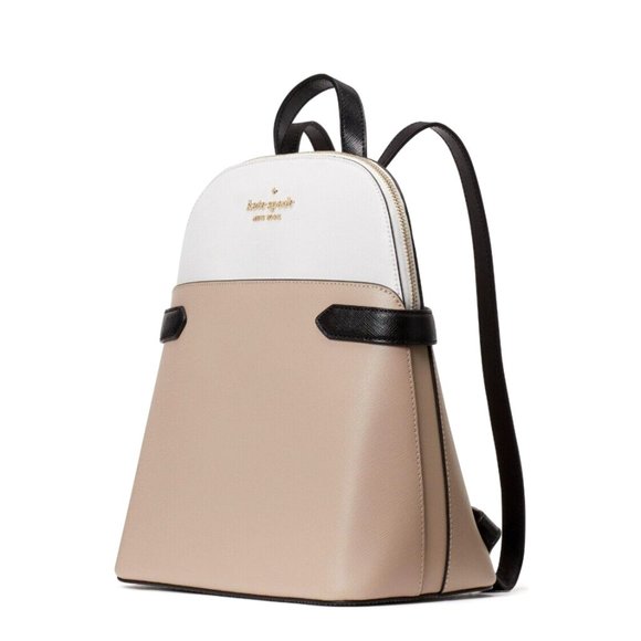 New Kate Spade Staci Saffiano Leather Dome Backpack Warm Beige Multi - Picture 3 of 4